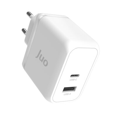 Juo 65W GaN USB-C + USB-A Şarj Aleti iPhone & iPad & Macbook & Notebook Uyumlu PD Type-C Hızlı Şarj Cihazı Beyaz - 3