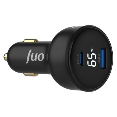 Juo 65W Led Ekranlı Type-C + USB-A Araç Şarj Aleti iPhone & Android & Notebook Araç içi Şarj Cihazı - 3