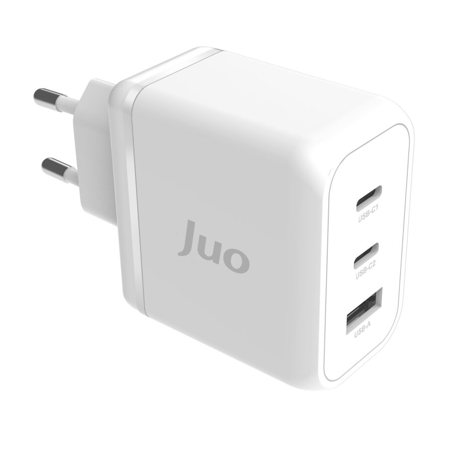 Juo 65W USB-C + USB-A 3 Portlu GaN Şarj Aleti iPhone & Macbook & Notebook Uyumlu PD Type-C Hızlı Şarj Cihazı Beyaz - 5