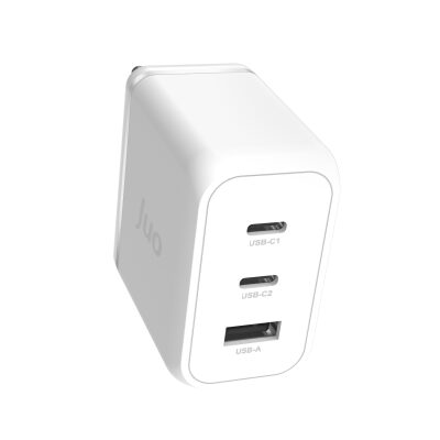 Juo 65W USB-C + USB-A 3 Portlu GaN Şarj Aleti iPhone & Macbook & Notebook Uyumlu PD Type-C Hızlı Şarj Cihazı Beyaz - 2