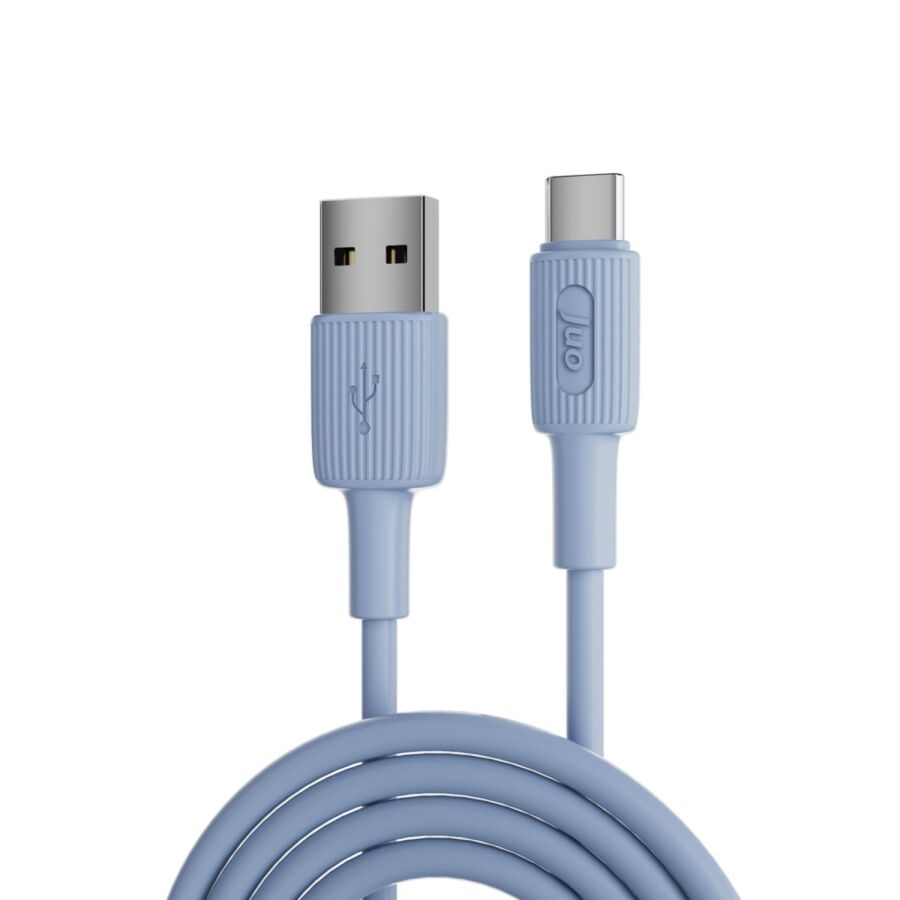 Juo 66W USB-A to USB Type-C Silikon Hızlı Şarj ve Data Kablosu 1 Metre Mavi - 1