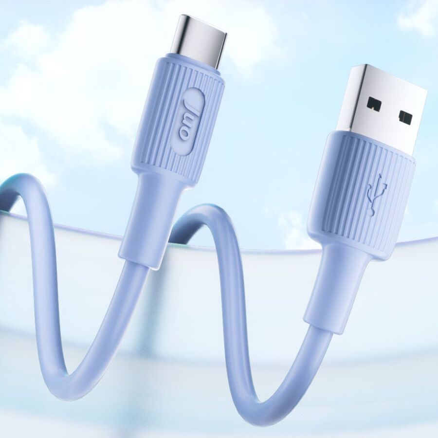 Juo 66W USB-A to USB Type-C Silikon Hızlı Şarj ve Data Kablosu 1 Metre Mavi - 2
