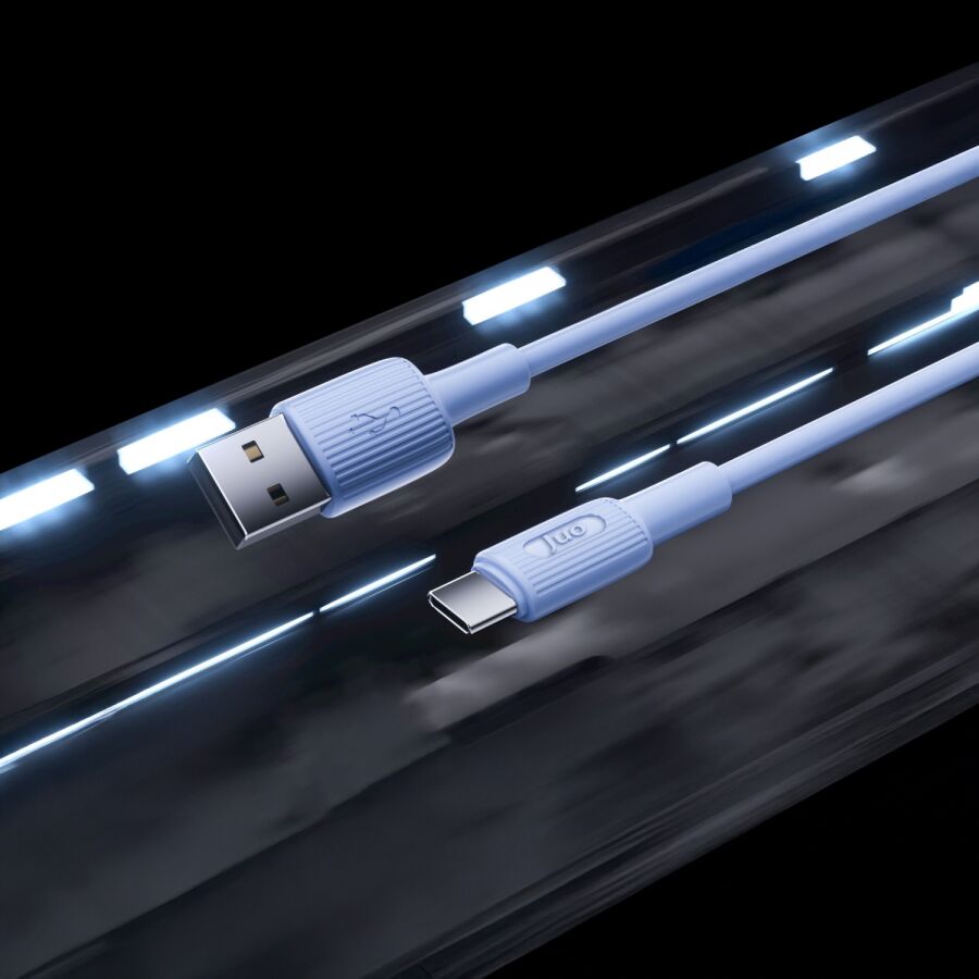 Juo 66W USB-A to USB Type-C Silikon Hızlı Şarj ve Data Kablosu 1 Metre Mavi - 3