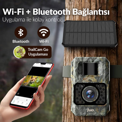 Juo 850WS Güneş Enerjili Fotokapan Kamera 48MP Full HD WiFi Hareket Sensörlü Gece Görüşlü IP66 Su Geçirmez - 8