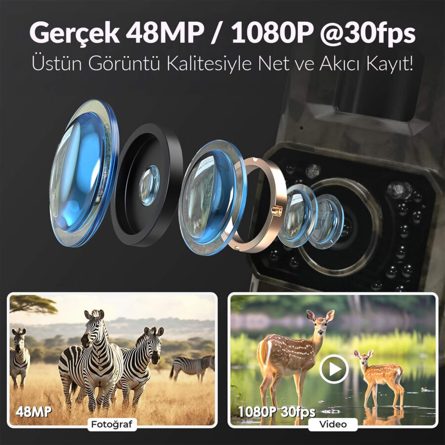 Juo 850WS Güneş Enerjili Fotokapan 48MP Full HD WiFi Hareket Sensörlü Gece Görüşlü IP66 Su Geçirmez - 5