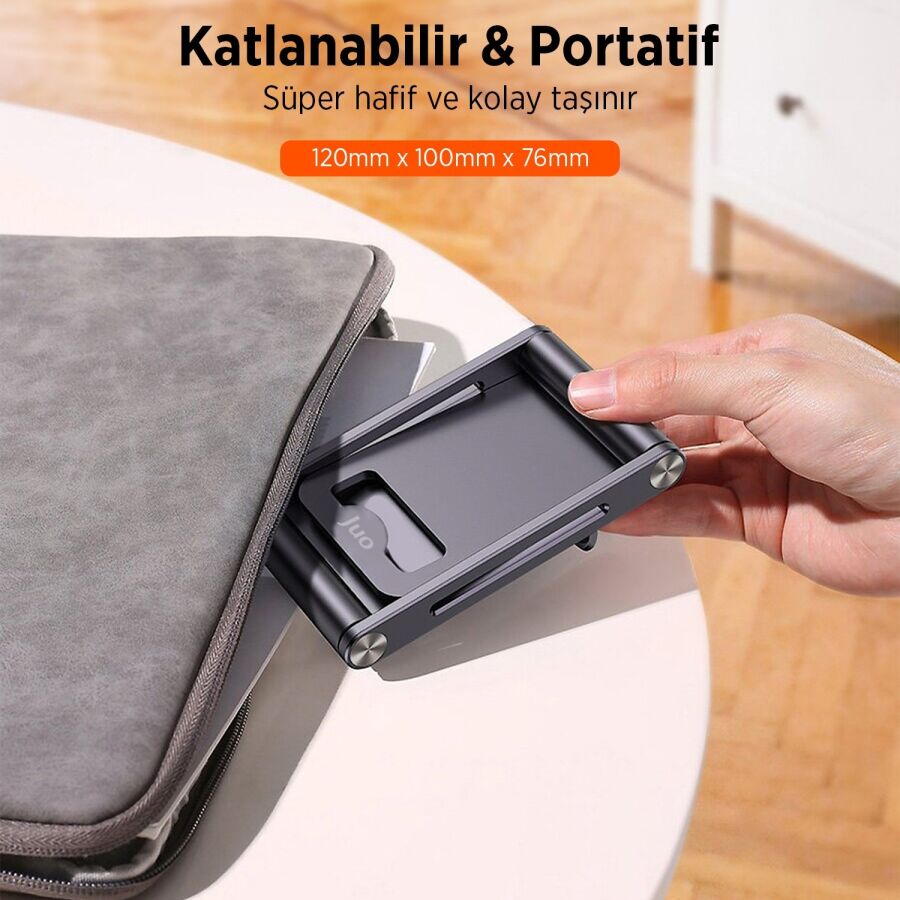 Juo Alüminyum Katlanabilir Metal Masaüstü Telefon Tutucu Standı Uzay Grisi - 5