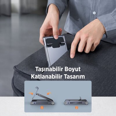 Juo Alüminyum Katlanabilir Metal Masaüstü Telefon Tutucu Standı Uzay Gümüş - 2