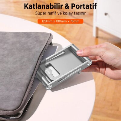 Juo Alüminyum Katlanabilir Metal Masaüstü Telefon Tutucu Standı Uzay Gümüş - 5