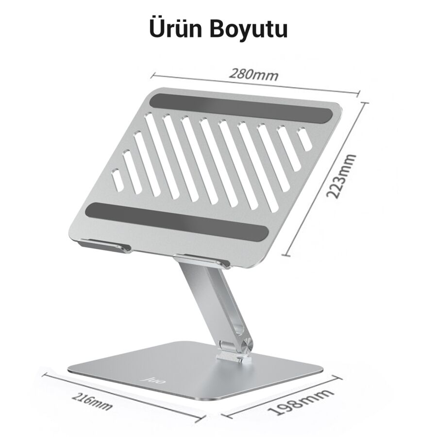 Juo Alüminyum Notebook Standı Yükseklik ve Eğim Ayarlı Ergonomik Metal Laptop Standı - 9