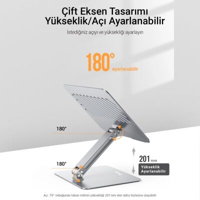 Juo Alüminyum Notebook Standı Yükseklik ve Eğim Ayarlı Ergonomik Metal Laptop Standı - 4