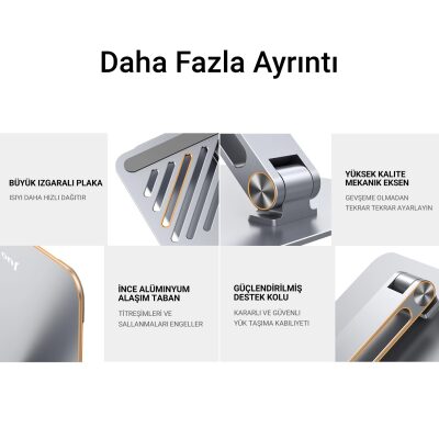 Juo Alüminyum Notebook Standı Yükseklik ve Eğim Ayarlı Ergonomik Metal Laptop Standı - 3
