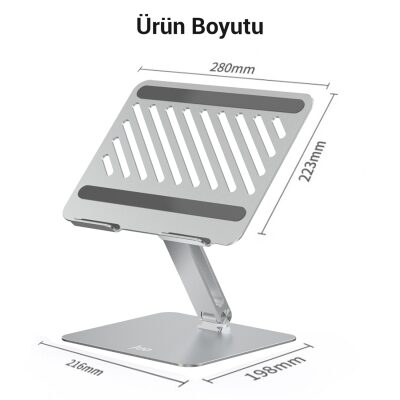 Juo Alüminyum Notebook Standı Yükseklik ve Eğim Ayarlı Ergonomik Metal Laptop Standı - 9