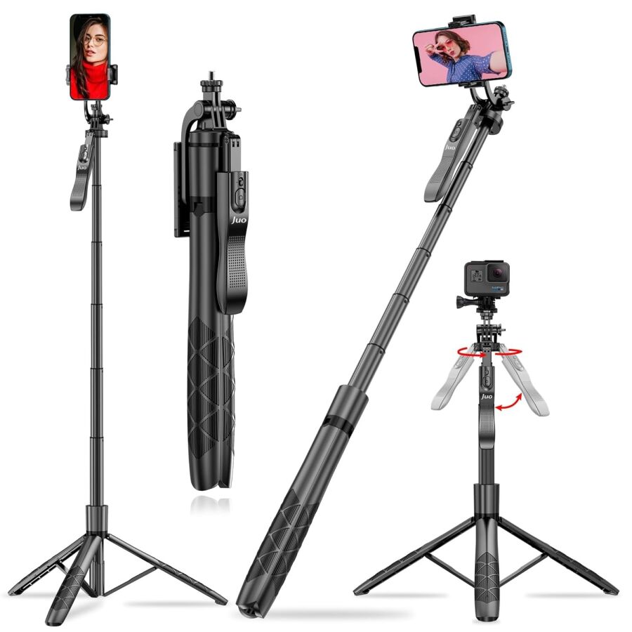 Juo Alüminyum Tripod Monopod Selfie Çubuğu Kumandalı Android iPhone GoPro Uyumlu - 1