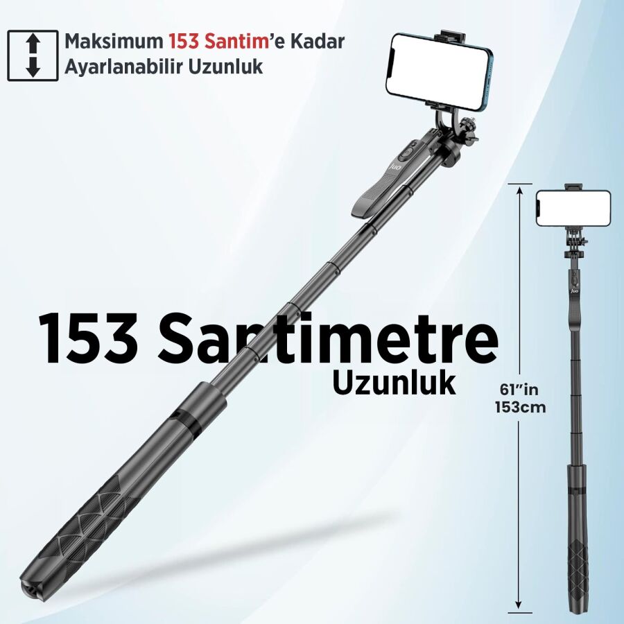 Juo Alüminyum Tripod Monopod Selfie Çubuğu Kumandalı Android iPhone GoPro Uyumlu - 2