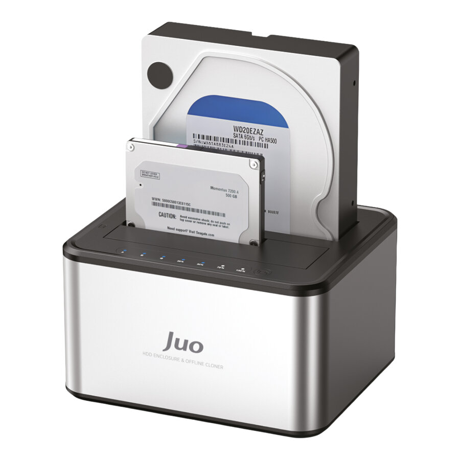 Juo JHD32 USB 3.0 Çift Yuvalı 2.5" ve 3.5" inç SATA HDD SSD Offline Clone Docking Station Klon Fonksiyonlu Disk İstasyonu - 1