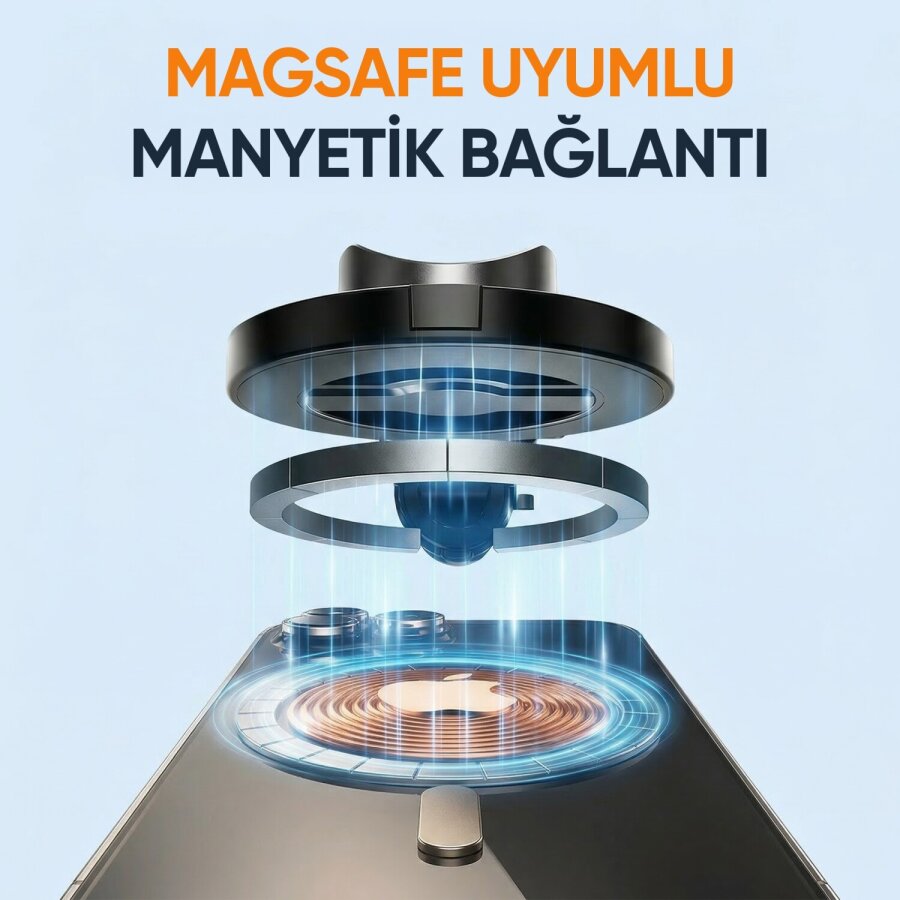 Juo JST30 Magsafe Manyetik Kumandalı Tripod Monopod Selfie Çubuğu Android iPhone Uyumlu Beyaz - 3