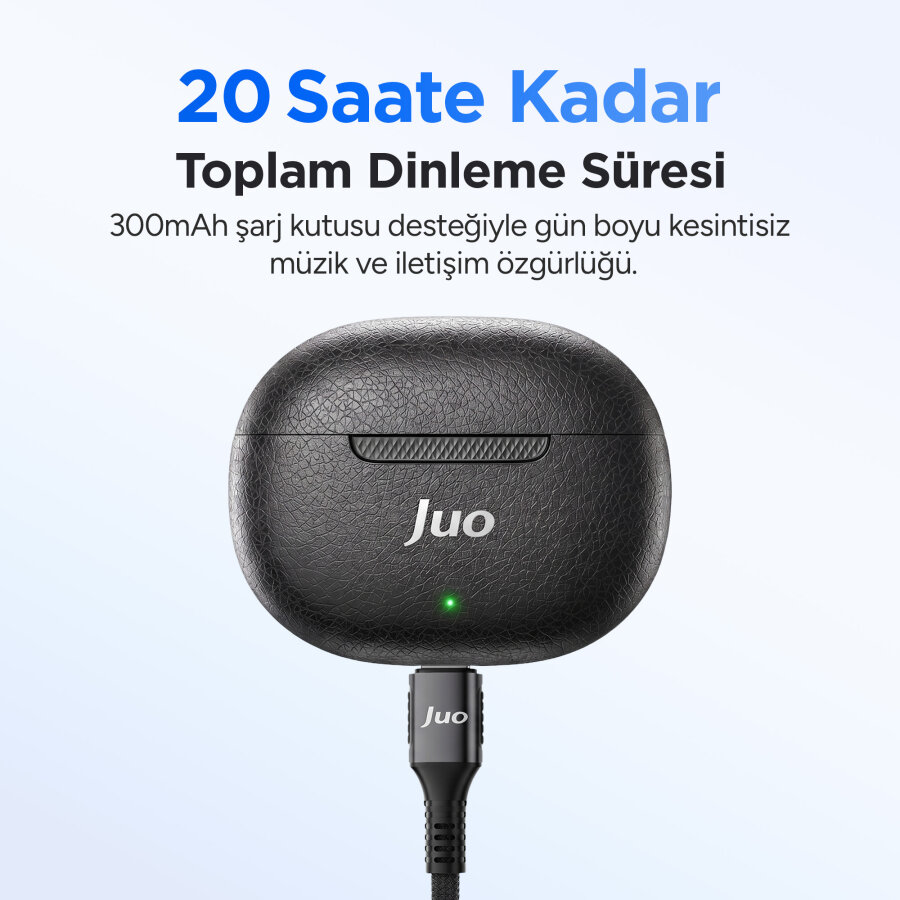 Juo JT1 Bluetooth 6.0 TWS Kablosuz Kulak İçi Kulaklık 20 Saat Pil Ömrü 13mm Sürücü IPX4 Beyaz - 5