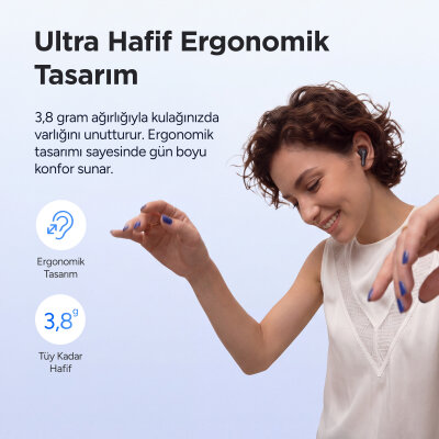 Juo JT1 Bluetooth 6.0 TWS Kablosuz Kulak İçi Kulaklık 20 Saat Pil Ömrü 13mm Sürücü IPX4 Siyah - 7