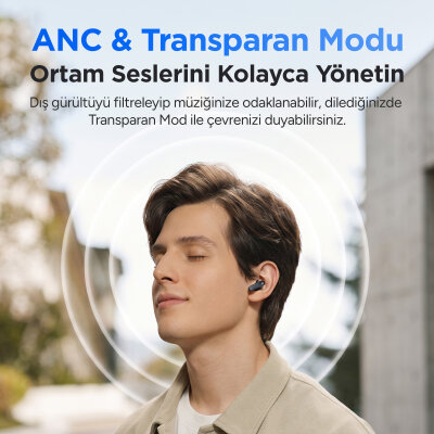 Juo JT2 Bluetooth 6.0 TWS Kablosuz Kulak İçi Kulaklık 4 Mikrofonlu ANC ENC Gürültü Engelleme 13mm Sürücü Beyaz - 4
