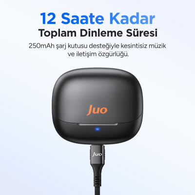 Juo JT2 Bluetooth 6.0 TWS Kablosuz Kulak İçi Kulaklık 4 Mikrofonlu ANC ENC Gürültü Engelleme 13mm Sürücü Beyaz - 7