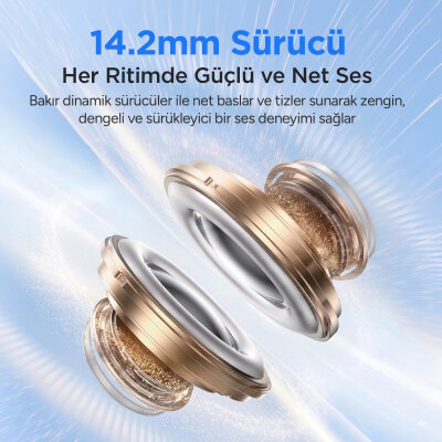 Juo JT3 Bluetooth 6.0 Open Ear OWS Kablosuz Bluetooth Kulaklık 14.2mm Sürücü Kulak Kancalı Açık Spor Kulaklığı 90 saat Pil Ömrü Beyaz - 3
