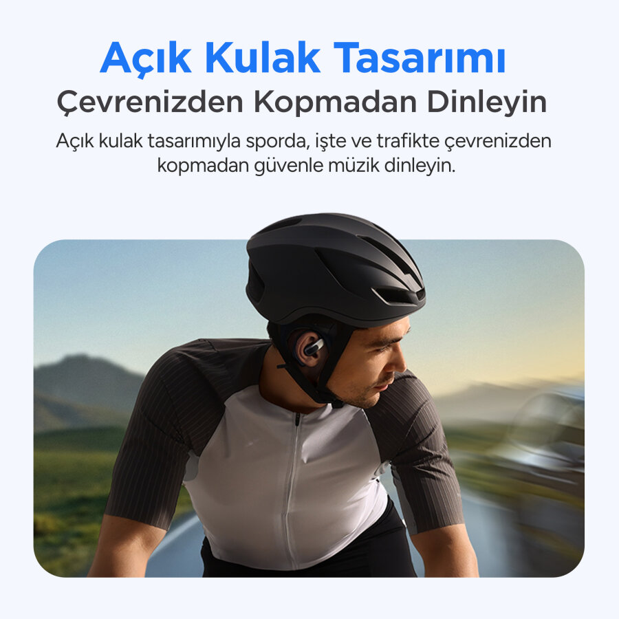 Juo JT3 Bluetooth 6.0 Open Ear OWS Kablosuz Bluetooth Kulaklık 14.2mm Sürücü Kulak Kancalı Açık Spor Kulaklığı 90 saat Pil Ömrü Siyah - 4