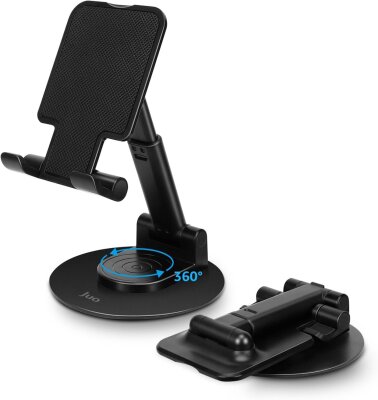 Juo Katlanabilir 360 Derece Dönen Masaüstü Telefon Standı Siyah 