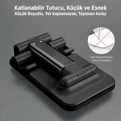 Juo Katlanabilir Masaüstü Telefon Standı Siyah - 5