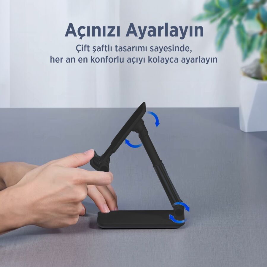 Juo Katlanabilir Masaüstü Telefon Standı Siyah - 8