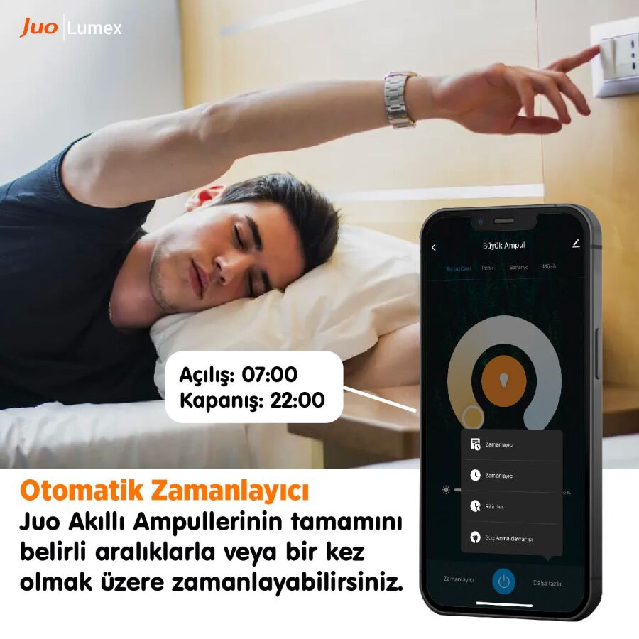 Juo Lumex Akıllı Ampul 11W Led RGB Wifi & Bluetooth - 4