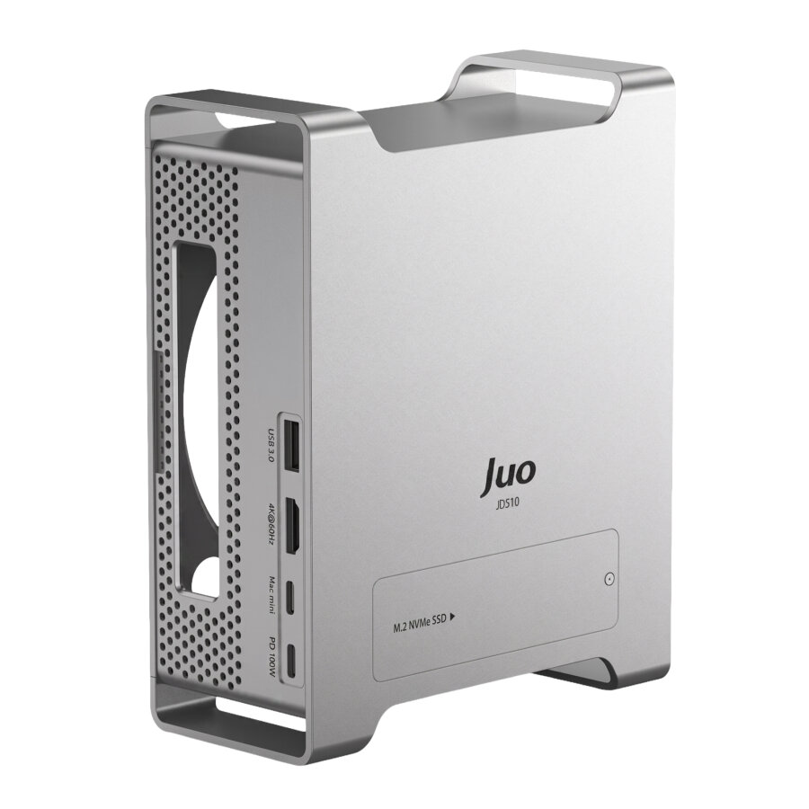 Juo Mac Mini M6, M5 Pro, M4 için Dock Station NVMe SSD Kutusu USB Çoklayıcı Hub 10Gbps 4K 60Hz HDMI SD/TF 4.0 Kart Okuyucu 100W PD Alüminyum Stand - 1