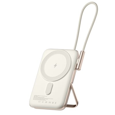 Juo Magsafe Powerbank 10000 mAh Standlı 20W Dahili Type-C Kablolu Taşınabilir Hızlı Şarj Cihazı Beyaz 