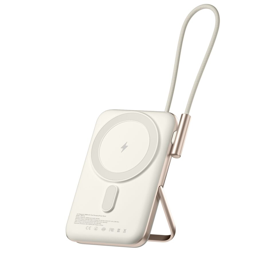 Juo Magsafe Powerbank 10000 mAh Standlı 20W Dahili Type-C Kablolu Taşınabilir Hızlı Şarj Cihazı Beyaz - 1