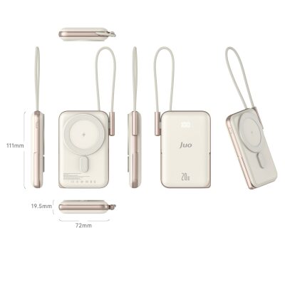 Juo Magsafe Powerbank 10000 mAh Standlı 20W Dahili Type-C Kablolu Taşınabilir Hızlı Şarj Cihazı Beyaz - 8