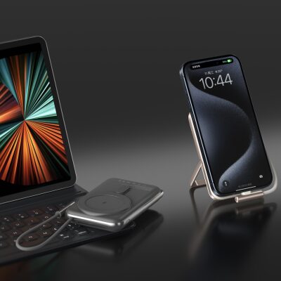 Juo Magsafe Powerbank 10000 mAh Standlı 20W Dahili Type-C Kablolu Taşınabilir Hızlı Şarj Cihazı Siyah - 5