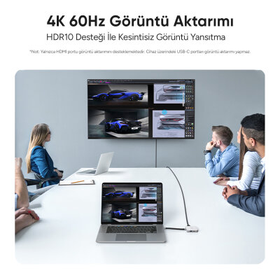 Juo MagSafe Uyumlu Type-C Hub 2230 NVMe SSD Kutusu 4K ProRes Kayıt 4K 60Hz HDMI PD 100W PD SD/microSD Kart Okuyucu AUX 10Gbps USB 3.2 Çoklayıcı Dönüştürücü - 7