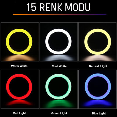 Juo MJ20 RGB Ring Light 20Cm Led Video Işığı (Ayak Dahil) - 3