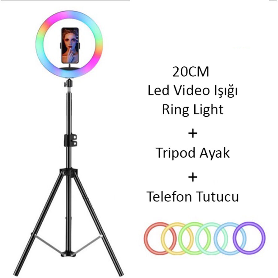 Juo MJ20 RGB Ring Light 20Cm Led Video Işığı (Ayak Dahil) - 5