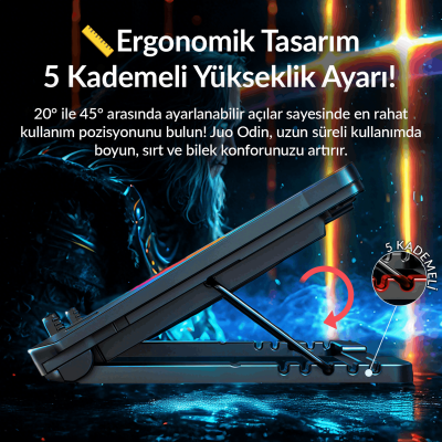 Juo Odin RGB Işıklı Gaming 2200RPM Çift Fan LED Display Laptop Notebook Soğutucu Stand - 4
