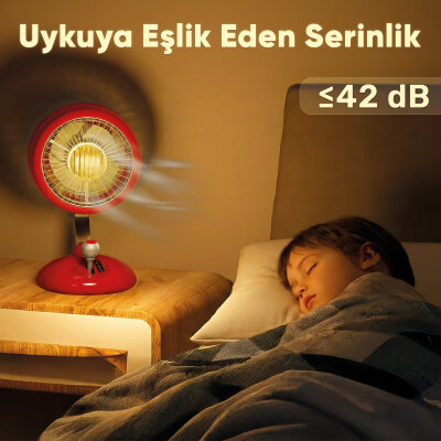 Juo Q3 Şarjlı Masaüstü Fan LED Işıklı Taşınabilir Mini Vantilatör 3 Kademeli Retro Sarı - 4