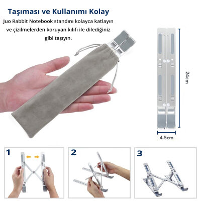 Juo Rabbit Alüminyum Portatif Notebook ve Tablet Standı - 6