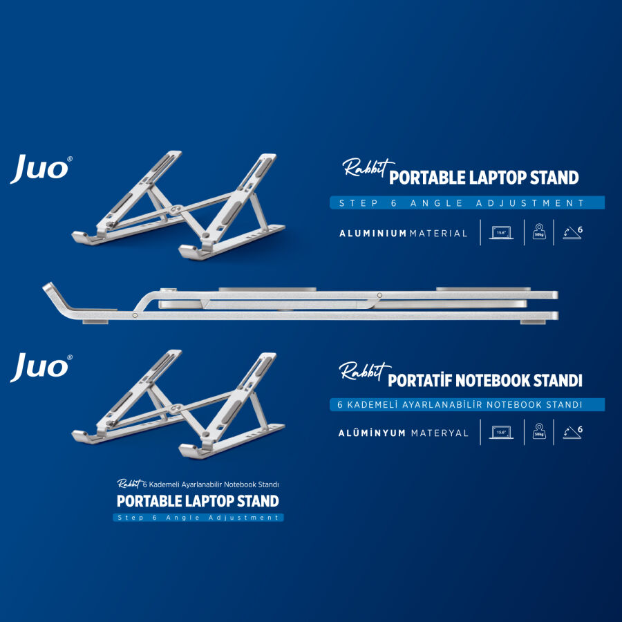 Juo Rabbit Alüminyum Portatif Notebook ve Tablet Standı - 8