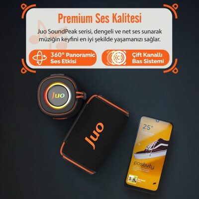 Juo SoundPeak Flex 10W RGB Bluetooth Hoparlör Kablosuz Taşınabilir Speaker - 9