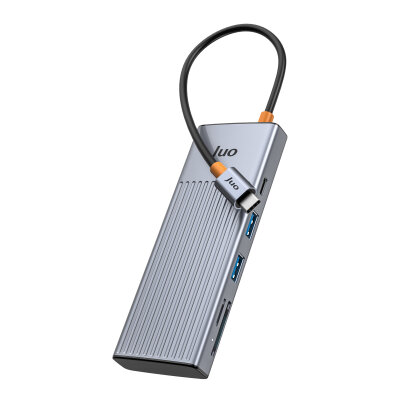 Juo Type-C 7 Portlu 4K 60Hz HDMI SD MicroSD Kart Okuyucu 100W PD Type-C ve 2*USB 3.2 Çoklayıcı Hub Dönüştürücü - 7