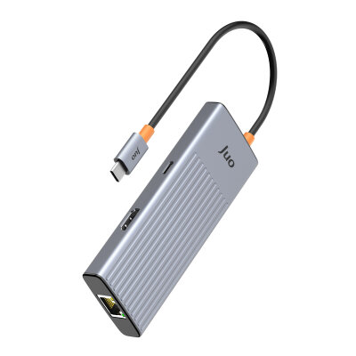 Juo Type-C 9 Portlu 4K 60Hz HDMI Gigabit Ethernet Dönüştürücü SD MicroSD Kart Okuyucu 100W PD 3*USB 3.2 Çoklayıcı Hub - 7