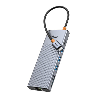 Juo Type-C 9 Portlu 4K 60Hz HDMI Gigabit Ethernet Dönüştürücü SD MicroSD Kart Okuyucu 100W PD 3*USB 3.2 Çoklayıcı Hub - 8