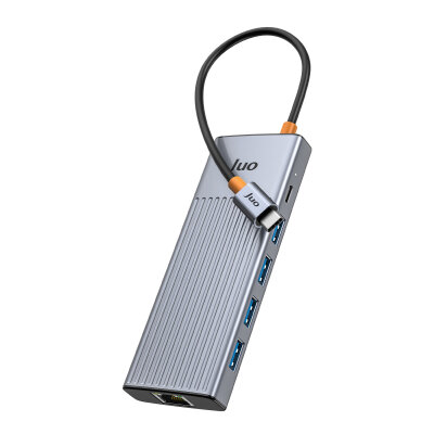Juo Type-C 9 Portlu Dual 4K 60Hz HDMI MST Gigabit Ethernet Dönüştürücü 100W PD 4*USB 3.2 Çoklayıcı Hub - 7