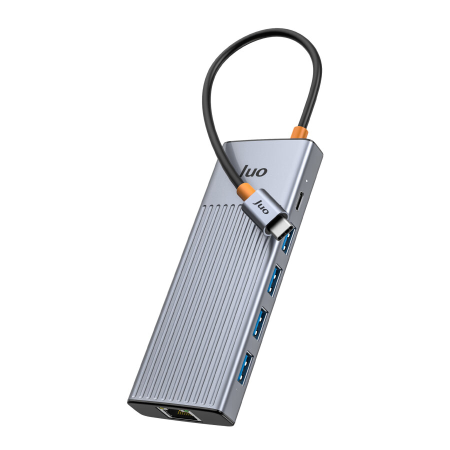 Juo Type-C 9 Portlu Dual 4K 60Hz HDMI MST Gigabit Ethernet Dönüştürücü 100W PD 4*USB 3.2 Çoklayıcı Hub - 7