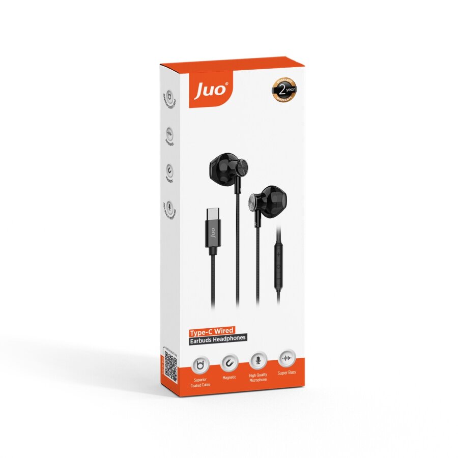 Juo Type-C Mikrofonlu Kablolu Kulak İçi Kulaklık Metal DAC Çip Destekli ENC Gürültü Engelleme - 8