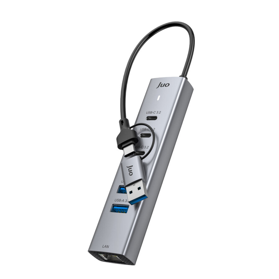 Juo Type-C ve USB-A 7 Portlu 3*USB-A 3*Type-C Gigabit Ethernet Dönüştürücü USB Çoklayıcı Hub - 8